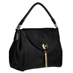 Versace Black Leather Flap-over Handbag