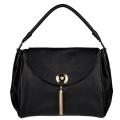Versace Black Leather Flap-over Handbag