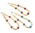 Goldtone Inlaid Natural Five Stone Bead Necklace (India)