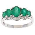 14k White Gold Zambian Emerald and 1/10ct TDW Diamond Ring (G-H, I1-I2)