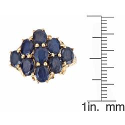 14k Yellow Gold Indian Sapphire and Diamond Accent Cluster Ring