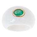 Dyach 14k Yellow Gold Zambian Emerald and White Agate Ring