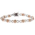 14k Two-tone Gold Brown and White Diamond Bracelet