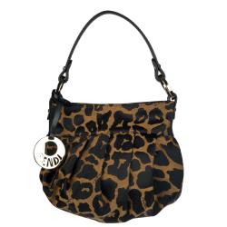 Fendi Jaguar Print Mini Canvas Hobo Bag