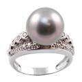 Michael Valitutti 14k Gold Tahitian Pearl and 1/2ct TDW Diamond Ring (12-12.5 mm) (I-J, I1-I2)