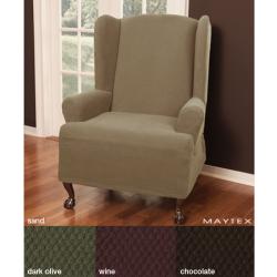 Maytex Stretch Pixel 1-piece Wing Chair Slipcover