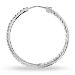 14k White Gold 2 2/5ct TDW Diamond Hoop Earrings (G-H, SI1-SI2)