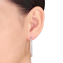 14k White Gold 2 2/5ct TDW Diamond Hoop Earrings (G-H, SI1-SI2)