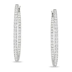 14k White Gold 2 2/5ct TDW Diamond Hoop Earrings (G-H, SI1-SI2)