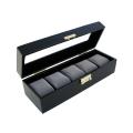 Classic Black Leatherette Glass Top Watch Case Display Box