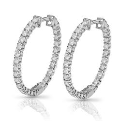 14k White Gold 1/2ct TDW Diamond Hoop Earrings (I-J, I2-I3)