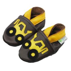 Yellow Truck Soft Sole Leather Baby Shoes