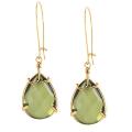 Elya Designs Goldtone Large Peridot Teardrop Earrings