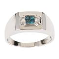 14k White Gold Men's 3/8ct TDW Blue and White Diamond Ring (H-I, I1-I2)