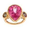 14k Yellow Gold Pink Zircon and Mystic Topaz Ring