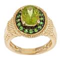 18k Gold Vermeil Peridot and Tsavorite Ring