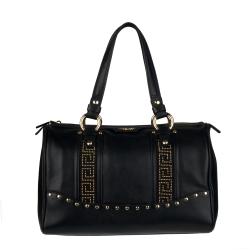 Versace Black Leather Studded Bowler Bag