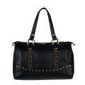 Versace Black Leather Studded Shopper Bag
