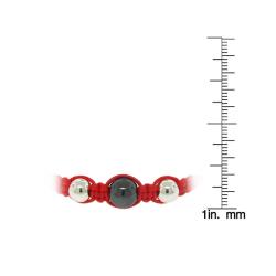 Silver Hematite and White Crystal Red Bracelet