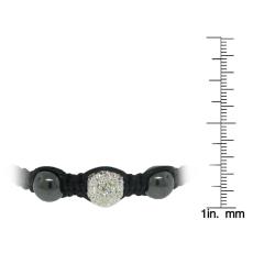 Silver Hematite and White Crystal Black Bracelet