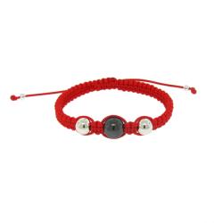 Silver Hematite and White Crystal Red Bracelet