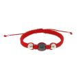 Silver Hematite and White Crystal Red Bracelet