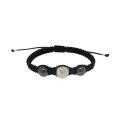 Silver Hematite and White Crystal Black Bracelet