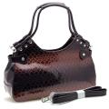 Dasein Snakeskin Embossed Patent Faux Leather Shoulder Bag