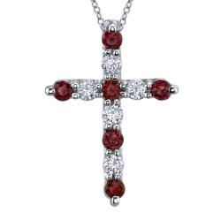 14k White Gold 1 1/2ct TDW Diamond and Ruby Necklace (H-I, SI2-SI3)