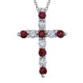 14k White Gold Ruby and 1/8ct TDW Diamond Necklace (H-I, SI2)