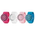 Geneva Platinum Women's Rhinestone-accented Silicone Slap Watch