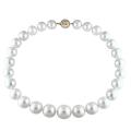 Miadora 14k Yellow Gold 1/10ct TDW Diamond and South Sea Pearl Necklace (15-19 mm)(I1-I2)