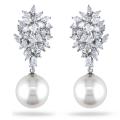 18k White Gold 3 5/8ct TDW Diamond and Pearl Earrings (13.5-14 mm)(G-H,SI1-SI2)