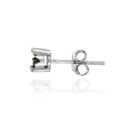Sterling Silver 1/8ct TDW Black Diamond Crown Stud Earrings