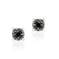 Sterling Silver 1/8ct TDW Black Diamond Crown Stud Earrings