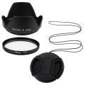 Lens Hood/ Cap/ UV Filter for Canon T1i/ XTi/ XS