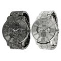 Geneva Platinum Men's Rhinestone-accented Chronograph-style Link Watch