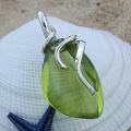 Sterling Silver Green Amber Floral Vine Pendant (Lithuania)