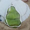 Sterling Silver Green Amber Caged Pendant (Lithuania)
