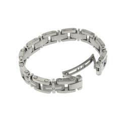 Men's Stainless Steel and Diamonds Link Bracelet.