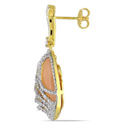 Miadora Silver Moonstone and 1/4ct TDW Diamond Earrings (G-H,I2-I3)