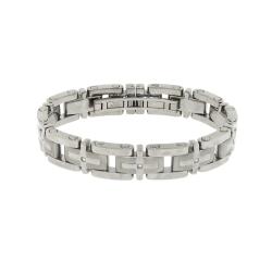 Men's Stainless Steel and Diamonds Link Bracelet.