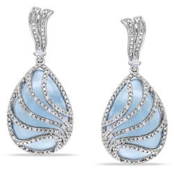 Miadora Sterling Silver Chalcedony and 1/4ct TDW Diamond Earrings (G-H)