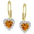 10k Yellow Gold Citrine and 1/7ct TDW Diamond Earrings (G-H, I2-3)