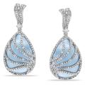 Miadora Sterling Silver Chalcedony and 1/4ct TDW Diamond Earrings (G-H)