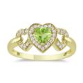 10k Yellow Gold Peridot and 1/8ct TDW Diamond Heart Ring (G-H, I2-I3)