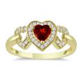 10k Yellow Gold Garnet and 1/8ct TDW Diamond Heart Ring (G-H, I2-I3)