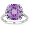 Miadora 10k White Gold Amethyst and Diamond Accent Cocktail Ring (G-H, I2-3)
