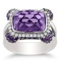 14k White Gold 7-1/5ct TGW Amethyst 1/3ct TDW Diamond Ring (G-H, SI1-SI2)