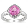 Sterling Silver 2ct TGW Created Pink Sapphire Fashion Ring
